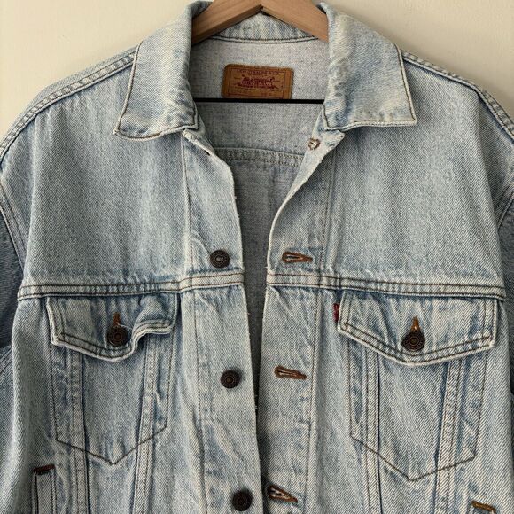 Vtg 90s LEVIS 507 Type-3 Denim Jacket Size Medium Faded Medium 80s USA - Picture 4 of 16
